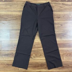 Lauren Ralph Lauren Wool Dress Pants Brown Stretch Straight Leg Womens Size 8